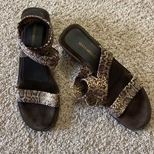 Italian snakeskin wrap heel sandals